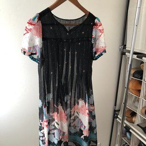 Unicorns and gold thread: a sheer tunic in size M